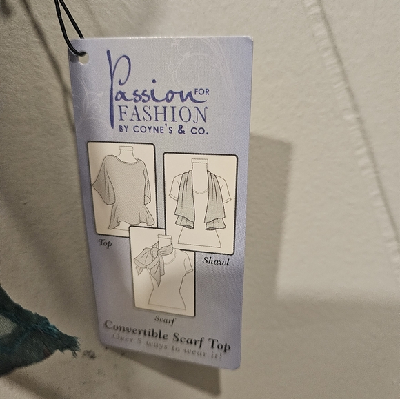 Coynes Womens Floral Scarf Poncho Top Shawl One Size Colorful Green Sheer - Picture 4 of 5